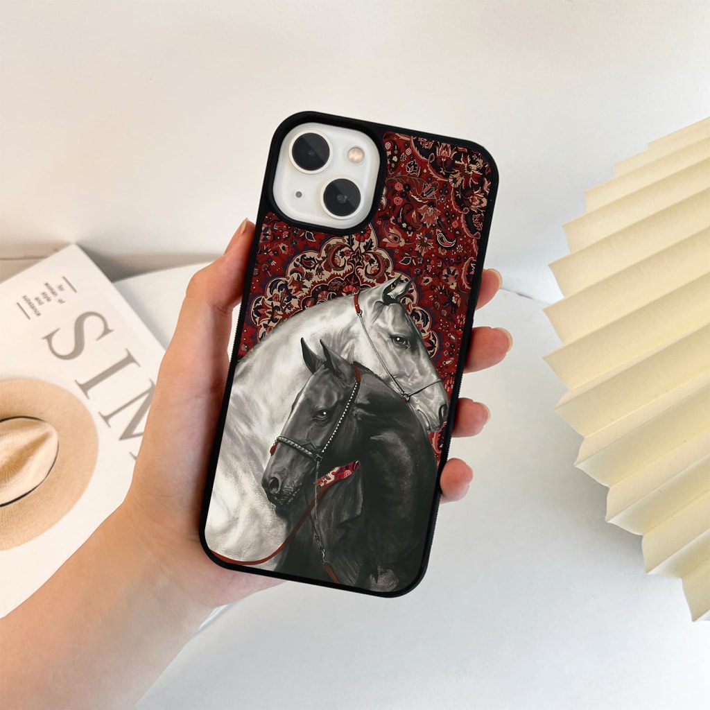 Regal Stallion Tapestry Glass Case