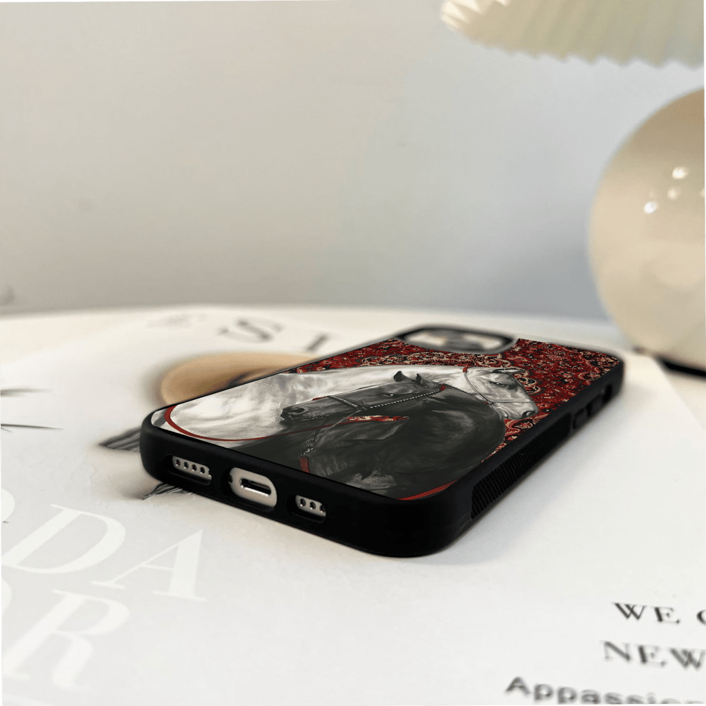 Regal Stallion Tapestry Glass Case